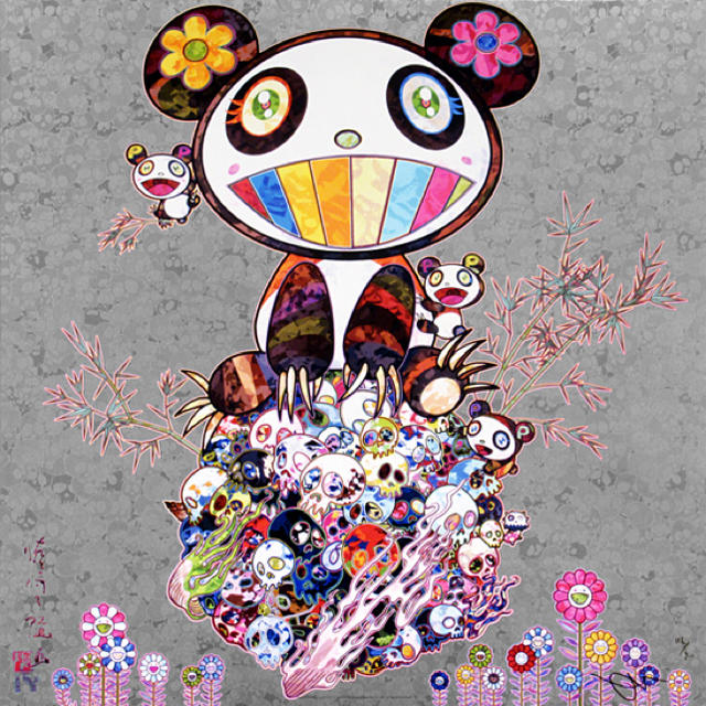 いただきあ 村上隆 お花ボール Takashi Murakami ポスター パンダと子パンダ させていた