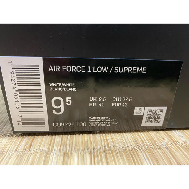 Supreme(シュプリーム)の【27.5cm】Supreme Nike Air Force 1 Low 白 メンズの靴/シューズ(スニーカー)の商品写真