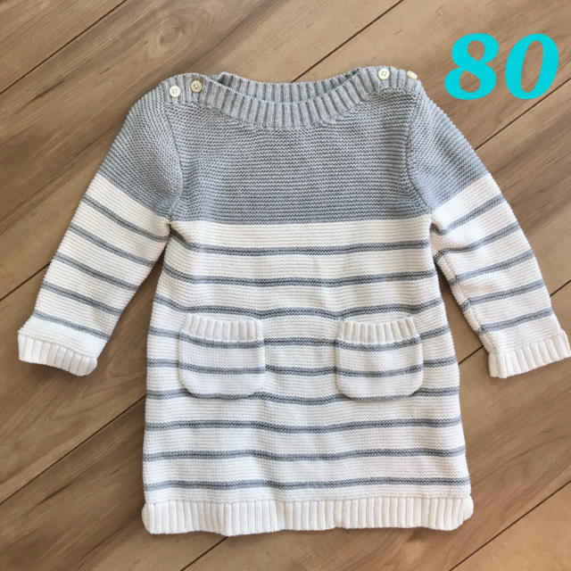 babyGAP(ベビーギャップ)のGAP ベビー コットンニットワンピース 80 キッズ/ベビー/マタニティのベビー服(~85cm)(ワンピース)の商品写真