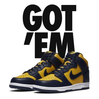 ナイキ(NIKE)のNIKE DUNK High Maize and Blue ミシガン　ダンク(スニーカー)