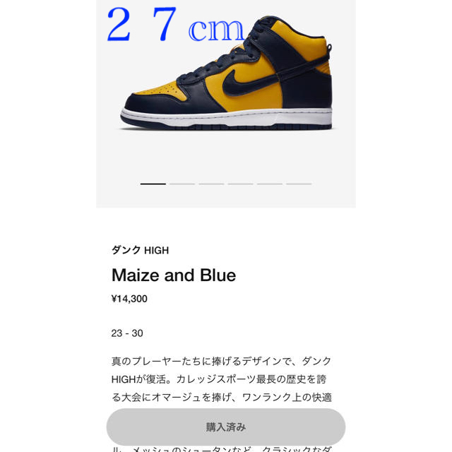 NIKE(ナイキ)のNIKE Dunk High SP “Michigan”  ナイキ ダンク ハイ メンズの靴/シューズ(スニーカー)の商品写真