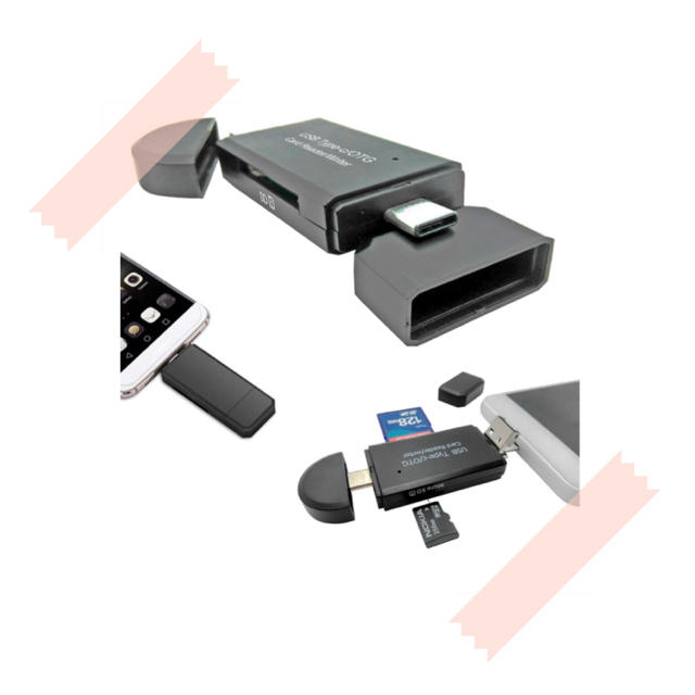 メモリーカードリーダライタ SD/Micro SDカード両対応OTGType-C スマホ/家電/カメラのスマホアクセサリー(その他)の商品写真