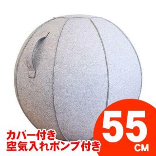 バランスボール55㎝ カバー付き空気入れポンプ付き[ショップジャパン](トレーニング用品)