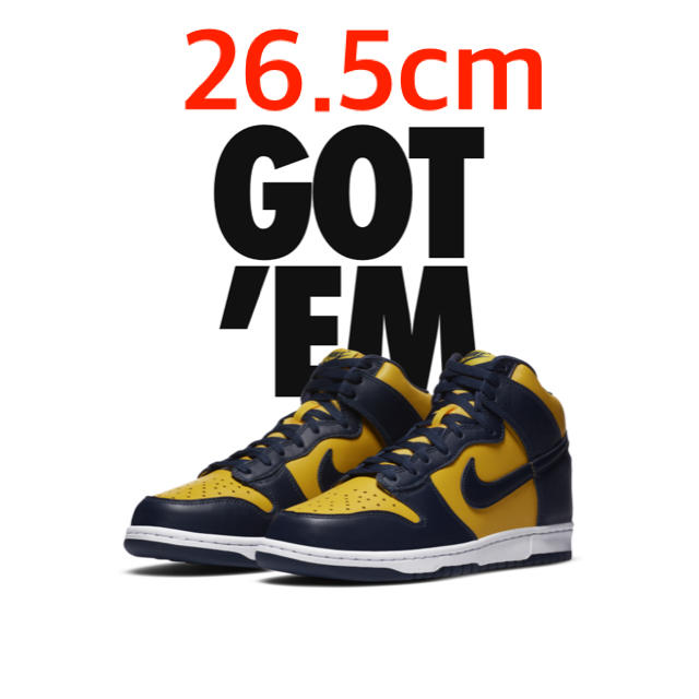 靴/シューズNIKE DUNK HIGH Michigan 26.5cm