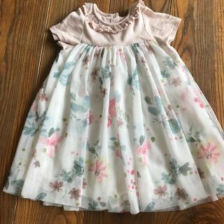 プチバトー(PETIT BATEAU)のプチバトー チュール花柄ワンピース　86cm(ワンピース)