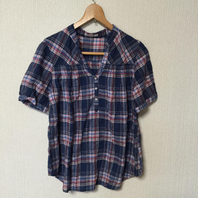 navy natural(ネイビーナチュラル)の半袖チェックシャツ レディースのトップス(シャツ/ブラウス(半袖/袖なし))の商品写真