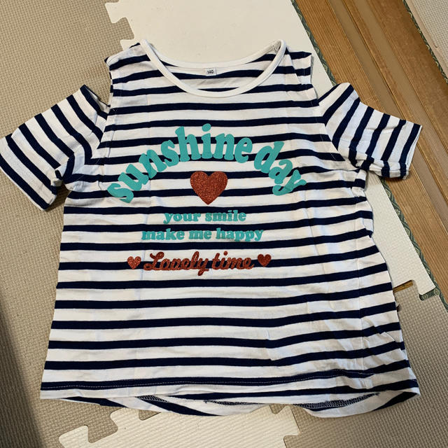 西松屋(ニシマツヤ)のTシャツ　ボーダー、ストライプ キッズ/ベビー/マタニティのキッズ服女の子用(90cm~)(Tシャツ/カットソー)の商品写真