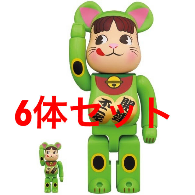 BE@RBRICK 招き猫 ペコちゃん 蛍光グリーン 100％ ＆ 400％