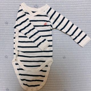 プチバトー(PETIT BATEAU)の【美品】プチバトー ロンパース 60cm(ロンパース)