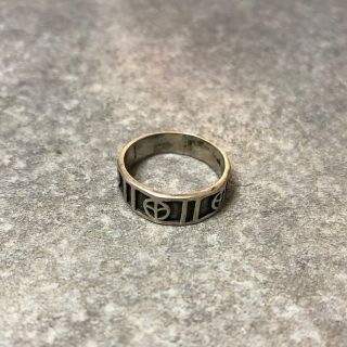 【Design Ring】ピースマーク刻印シルバーリング 925刻印 16号(リング(指輪))