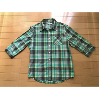 インプ(imp)のimp/グリーン系　マドラスチェック　七分袖　シャツ　ロールアップ　サイズM(シャツ)