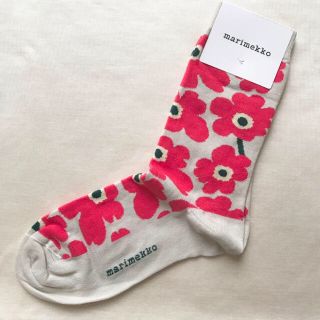 マリメッコ(marimekko)のマリメッコ ウニッコ ソックス ピンク グレー 37-39(ソックス)