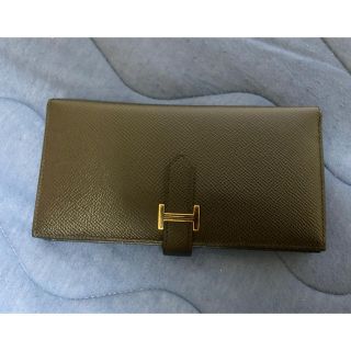 エルメス(Hermes)のHERMES エルメス　ベアン　ブラック　ピンクゴールド　美品(長財布)