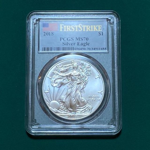 アメリカ イーグル銀貨 PCGS-MS70(2018年) -1オンス銀貨-