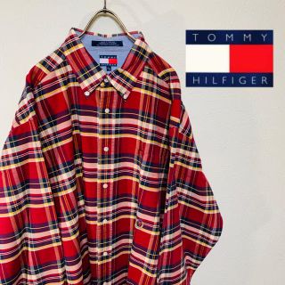 トミーヒルフィガー(TOMMY HILFIGER)のトミーヒルフィガー BDシャツ チェックシャツ XL ビッグシルエット 刺繍ロゴ(シャツ)