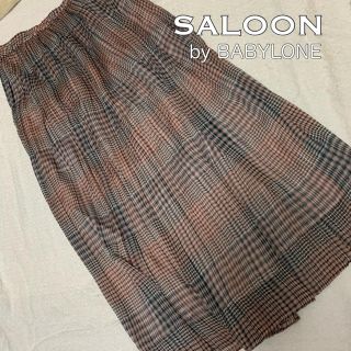 バビロン(BABYLONE)のSALOON byBABYLONE グレンチェックシフォンプリーツスカート 美品(ロングスカート)