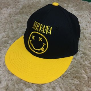NIRVANA CAP SMILE ニルヴァーナ キャップ 帽子 黒 ブラック(キャップ)