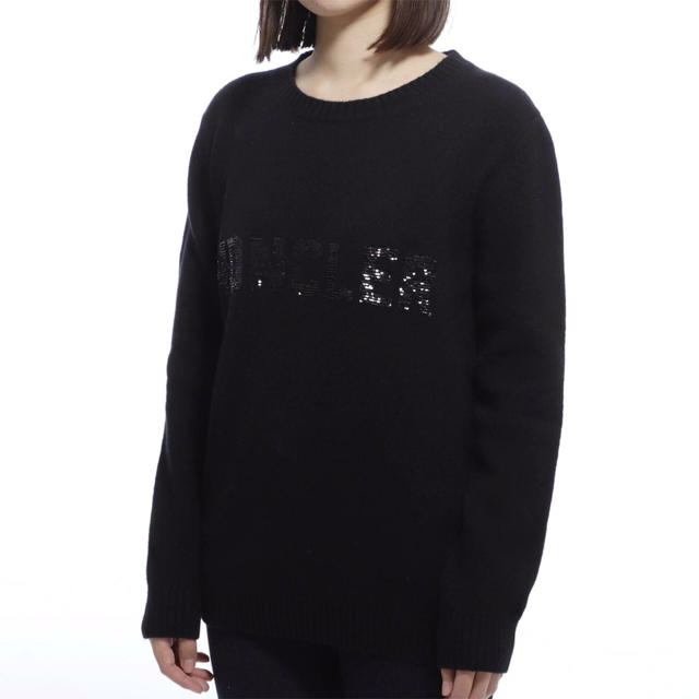 モンクレール黒のスパンコールレタリング付きセーター MONCLER 輝く高品質な