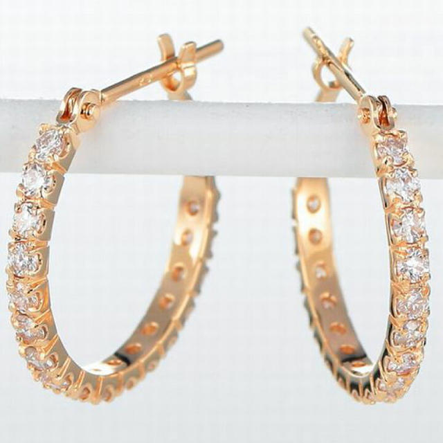 ひとつひと 超豪華 k18 天然ダイヤ SIクラス 0.5ct フープピアス