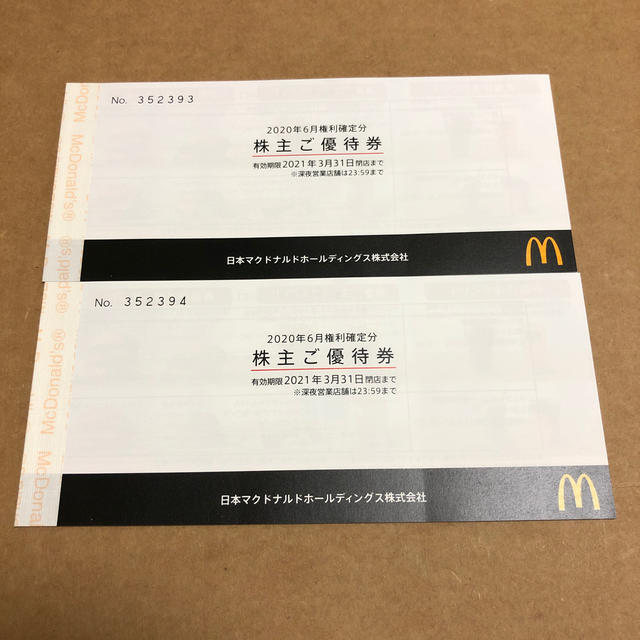 マクドナルド　株主優待2冊レストラン/食事券