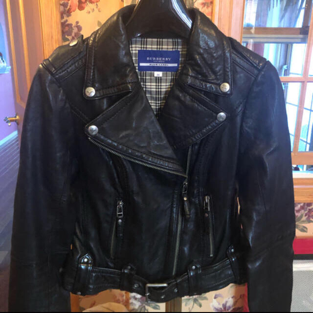 バーバリー ライダースジャケット ラム革 羊革 黒 38サイズM定価10万美品✨ ライダースジャケット