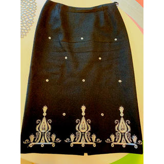 エポカ(EPOCA)のエポカ　スカート　40 ブラック　羊毛100%(ひざ丈スカート)