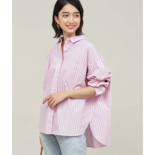 アダムエロぺ(Adam et Rope')のりさ様専用　美品！アダムエロペ　長袖シャツ　ストライプ　ピンク(シャツ/ブラウス(長袖/七分))