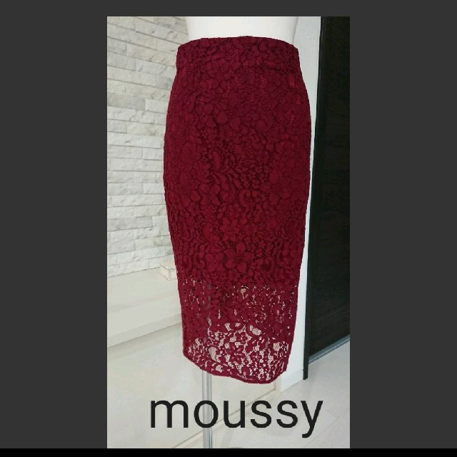 moussy(マウジー)のマウジー MOUSSY バックスリットレースミディタイトスカート レディースのスカート(ロングスカート)の商品写真