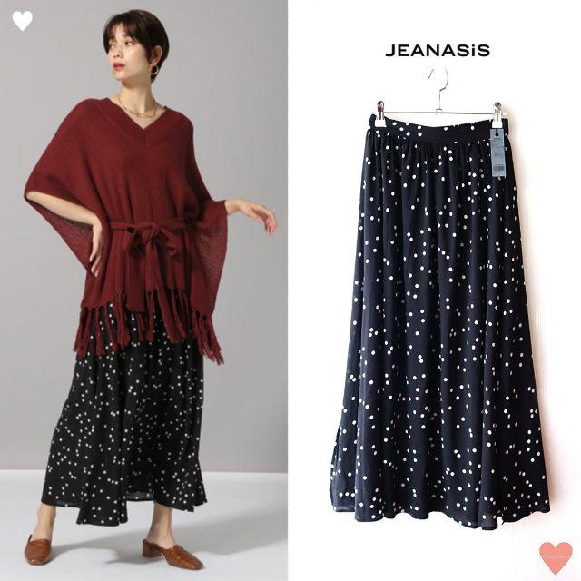 JEANASIS(ジーナシス)の未使用タグ付き♡ JEANASIS 2019 秋冬 ロングスカート ドット柄 レディースのスカート(ロングスカート)の商品写真