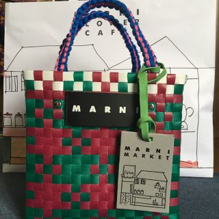 マルニ(Marni)のマルニフラワーカフェジャージハンドルカゴバッグ阪急百貨店購入新品未使用(かごバッグ/ストローバッグ)