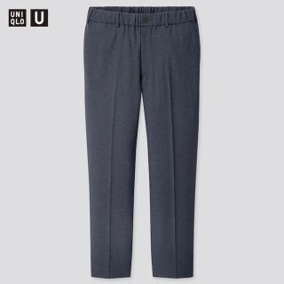 ユニクロ(UNIQLO)のワイドフィットテーパードパンツ　M ネイビー(スラックス)