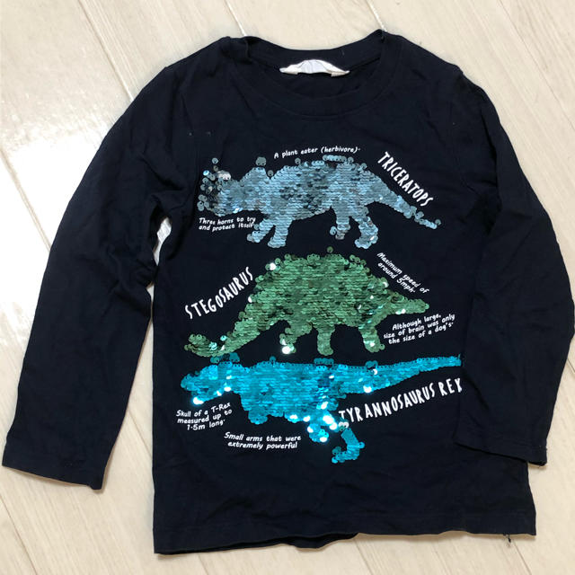 H&M(エイチアンドエム)のH&M 男の子 恐竜 Tシャツ 3-4Y キラキラ キッズ/ベビー/マタニティのキッズ服男の子用(90cm~)(Tシャツ/カットソー)の商品写真