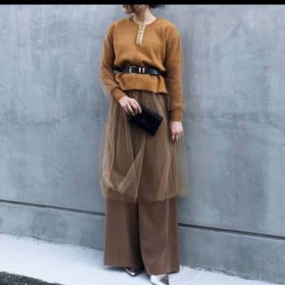 アメリヴィンテージ(Ameri VINTAGE)の着3回 定価19250 SHEER LAYERED KNIT イエロー(ニット/セーター)