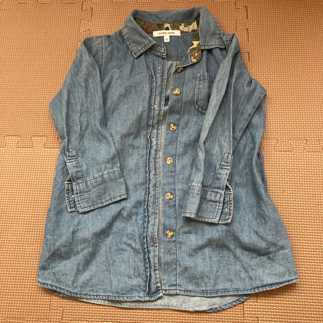 GLOBAL WORK(グローバルワーク)の【global work】デニムシャツワンピース　S キッズ/ベビー/マタニティのキッズ服女の子用(90cm~)(ワンピース)の商品写真