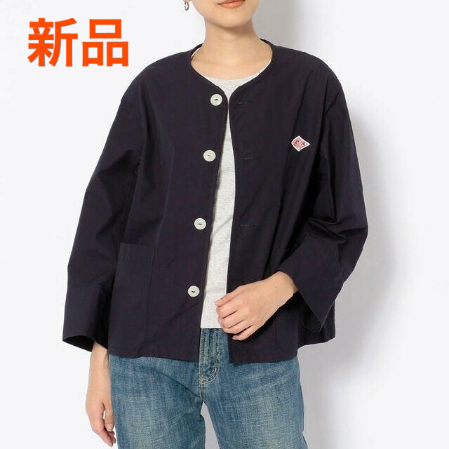 新品 DANTON ダントン コットン ノーカラージャケット ネイビー 34 新品 DANTON ダントン コットン ノーカラージャケット ネイビー 34
