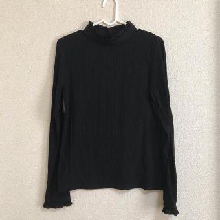 ジーユー(GU)の【期間限定値下げ】GU フリルネックカットソー   ブラック(Tシャツ(長袖/七分))