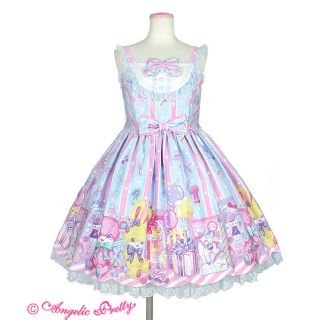 アンジェリックプリティー(Angelic Pretty)のangelic pretty toy doll box ジャンスカ　サックス(ひざ丈ワンピース)