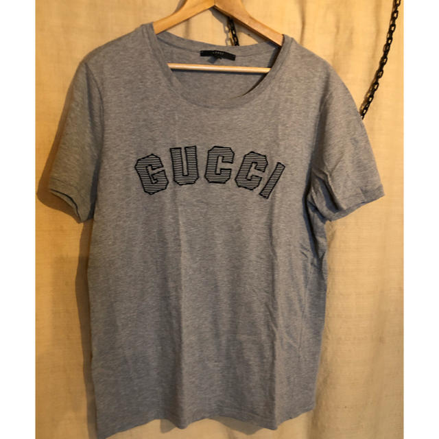 Gucci(グッチ)のOLD GUCCI レア グッチ ロゴ Tシャツ グレー  L ビンテージ メンズのトップス(Tシャツ/カットソー(半袖/袖なし))の商品写真