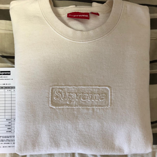 SUPREME cutout logo crewneck natural Lトップス