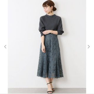 ラトータリテ(La TOTALITE)の【新品・未使用】LaTotalite レースフレアスカート ネイビー 38 M(ロングスカート)