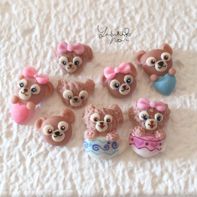 限定品 No.306 3Dキャラクター リーナベル① ネイルパーツ 5個 ダッフィー 顔 からだ ネイルパーツ デコパーツ 2p