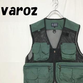 【人気】VAROZ フィッシングベスト メッシュ ポケット グリーン サイズL(ベスト)
