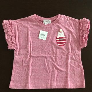 マザウェイズ(motherways)のマザウェイズ　ポケット柄　袖フリル付　半袖　Tシャツ　ピンク　110 新品(Tシャツ/カットソー)