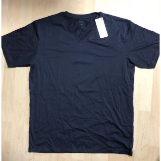 ユニクロ(UNIQLO)のエアリズムコットン　VネックＴ　半袖Tシャツ XL ネイビー(Tシャツ/カットソー(半袖/袖なし))
