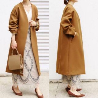 イエナ(IENA)のIENA 19AW トリプルクロス Vネックコート 34 キャメル イエナ(ロングコート)