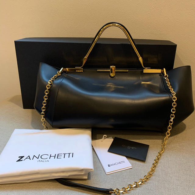 DEUXIEME CLASSE(ドゥーズィエムクラス)の引っかき傷あり　ZANCHETTI 3WAY BAG L ザンチェッティ　黒 レディースのバッグ(ハンドバッグ)の商品写真