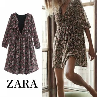 ザラ(ZARA)のZARA 正規品　再入荷未定　チュニック　ミニワンピース  花柄　(ミニワンピース)