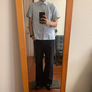 トムブラウン(THOM BROWNE)のThom Browne トムブラウン　トリコロールテープ付　半袖シャツ(シャツ)