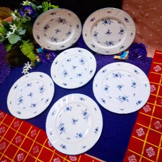 ノリタケ(Noritake)の【ノリタケ】美品青花 クラフト―ン  21cm 大皿 ⑥枚8709【洋食器】(食器)