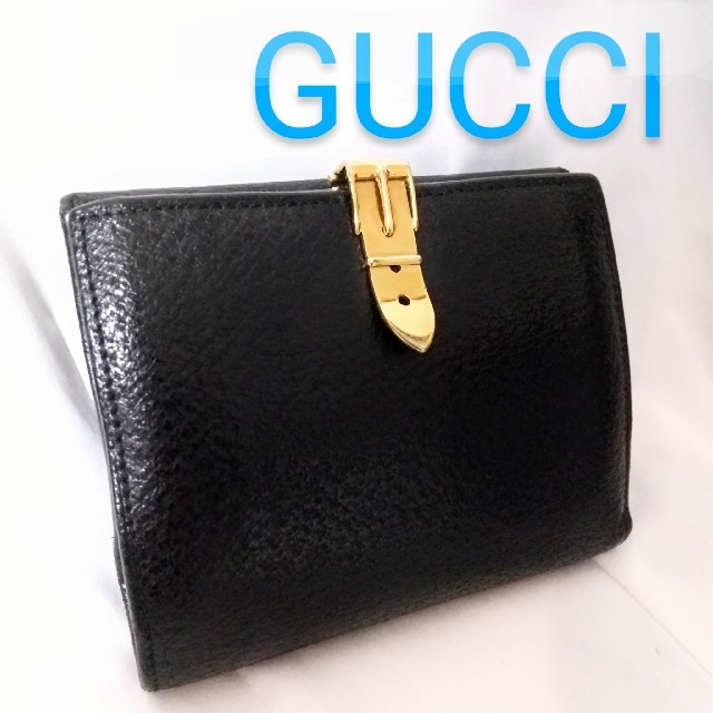 Gucci(グッチ)のGUCCI グッチ 二つ折り財布  ブラック レディースのファッション小物(財布)の商品写真